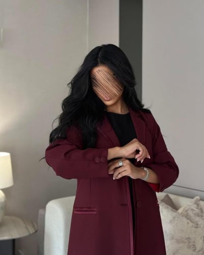 عباية بليزر مبطن كتان عنابي