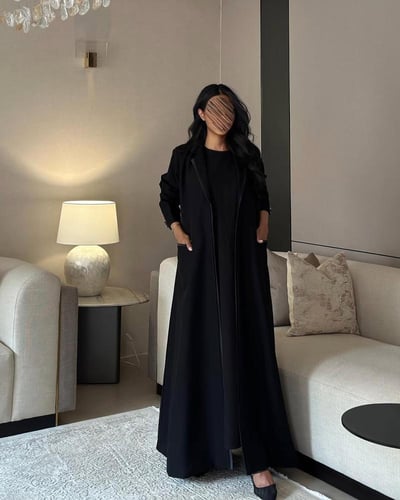 عباية بليزر مبطن كتان اسود