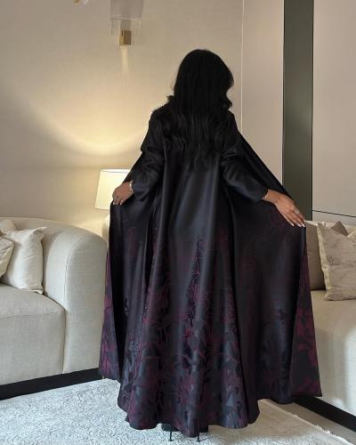 عباية جاكار دبل فيس اسود وعودي القصة كلوش