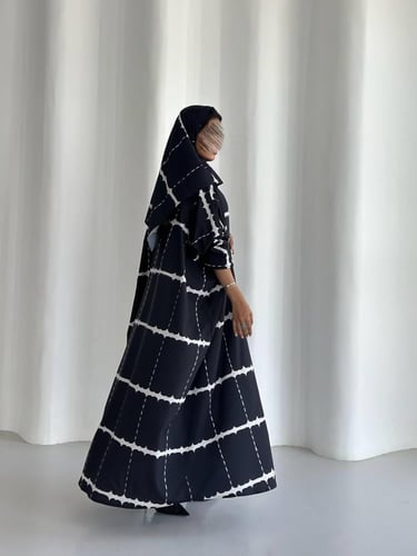 عباية كريب كحلي غامق نص بشت