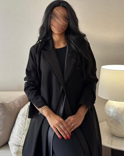 عباية بليزر مبطن كتان مع تفتة ستريتش