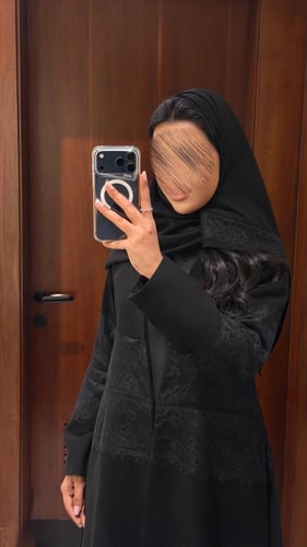 عباية كريب اسود فاحم مبطن " صيفية "