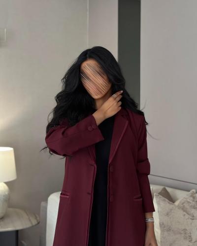 عباية بليزر مبطن كتان عنابي