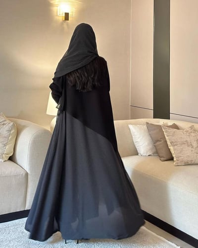 عباية كلوش كريب مع شيفون منقط السعر