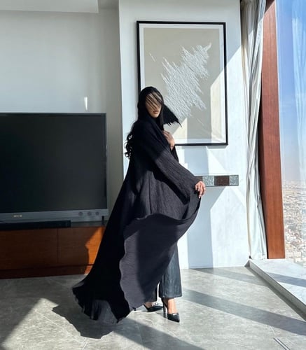 عباية كلوش كريب بيليسيه لامع