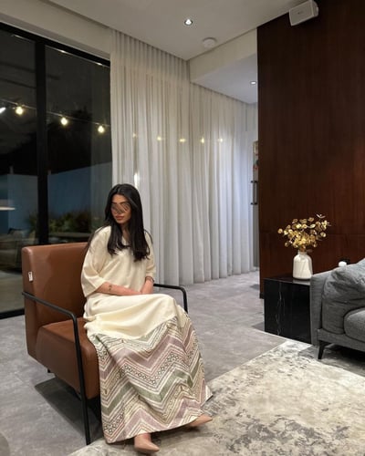 جلابيه لنن هندي مع تطريز هندي