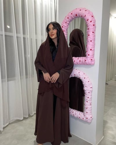 عباية لنن امريكي قصة كلوش ، لون بني غامق