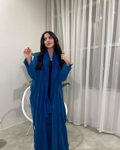 عباية لنن امريكي نص بشت تركواز