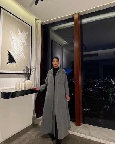 عباية كلوش جوخ رمادي