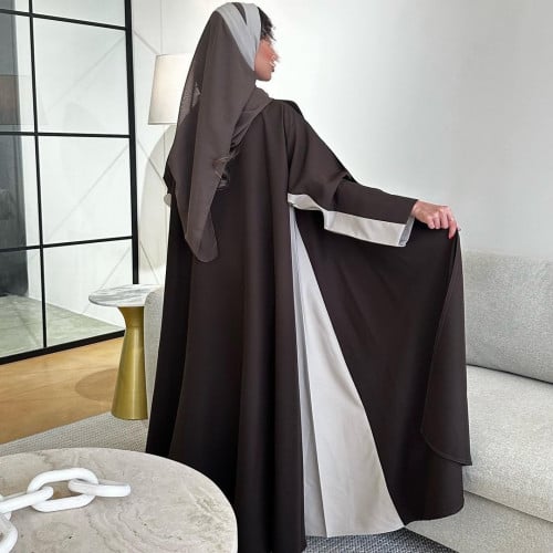 عباية كلوش كريب باربي بني وبيج