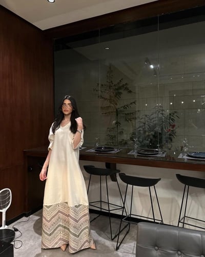 جلابيه لنن هندي مع تطريز هندي