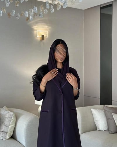 عباية بليزر مبطن كتان بنفسجي