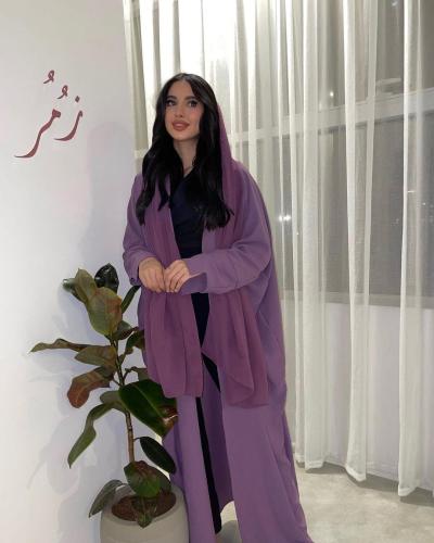 عباية لنن امريكي نص بشت بنفسجي فاتح