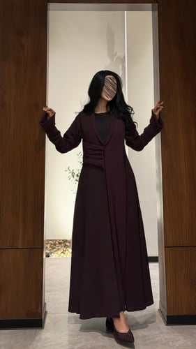 عباية كريب كوبا بنفسجي مع شيفون مكسر " صيفية "