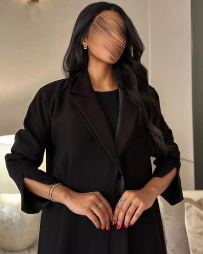 عباية بليزر مبطن كتان مع تفتة ستريتش