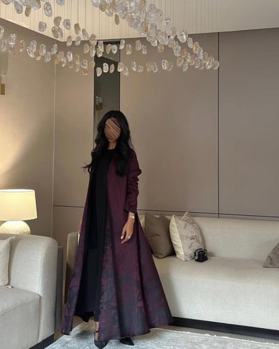 عباية جاكار دبل فيس اسود وعودي القصة كلوش