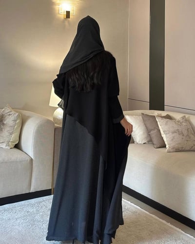 عباية كلوش كريب مع شيفون منقط السعر