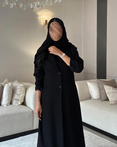 عباية بليزر مبطن كريب مشجر لمعه خفيفه