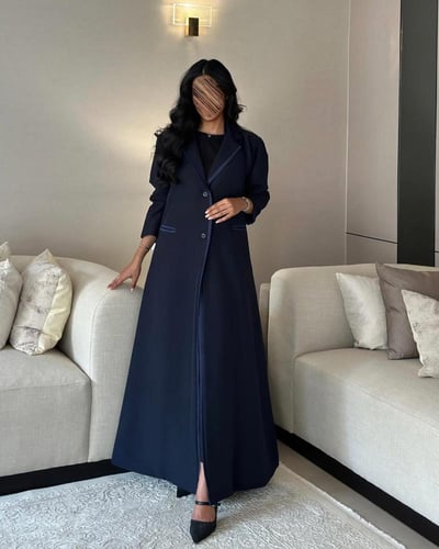 عباية بليزر مبطن كتان كحلي