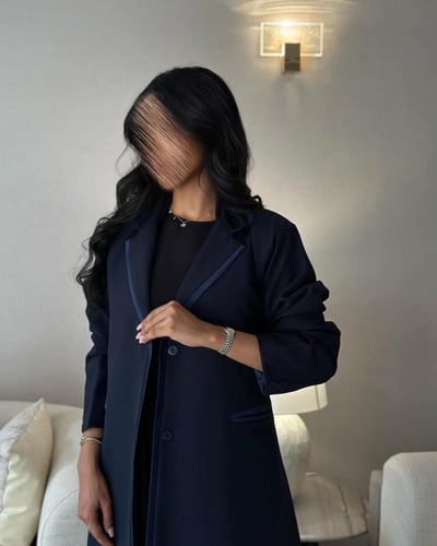 عباية بليزر مبطن كتان كحلي