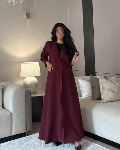 عباية بليزر مبطن كتان عنابي