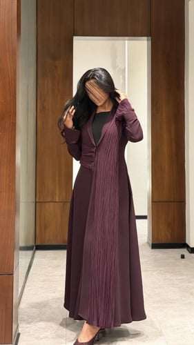 عباية كريب كوبا بنفسجي مع شيفون مكسر " صيفية "