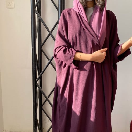 عباية لنن بنفسجي غامق نص بشت