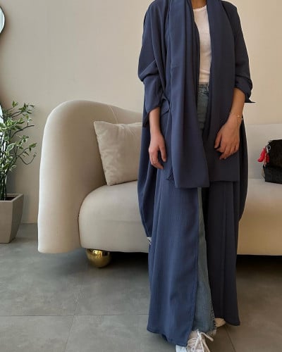 عباية لنن امريكي نص بشت رمادي