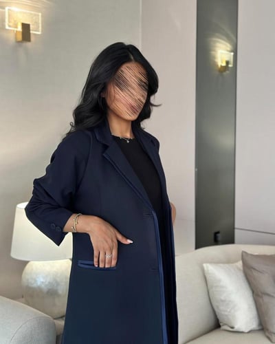 عباية بليزر مبطن كتان كحلي