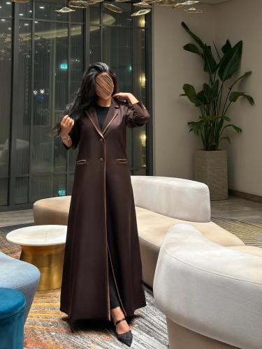 عباية بليزر مبطن كتان بني