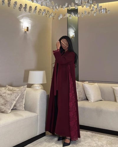 عباية كريب اندونيسي مع دانتيل مبطن شيفون القصة كلو...