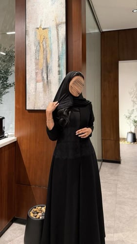 عباية كريب اسود فاحم مبطن " صيفية "