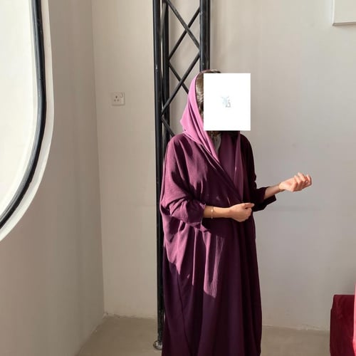 عباية لنن بنفسجي غامق نص بشت