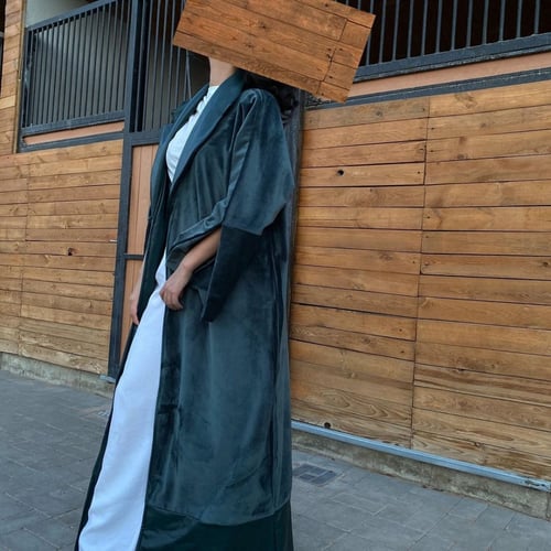 عباية شتوية مخمل وجلد