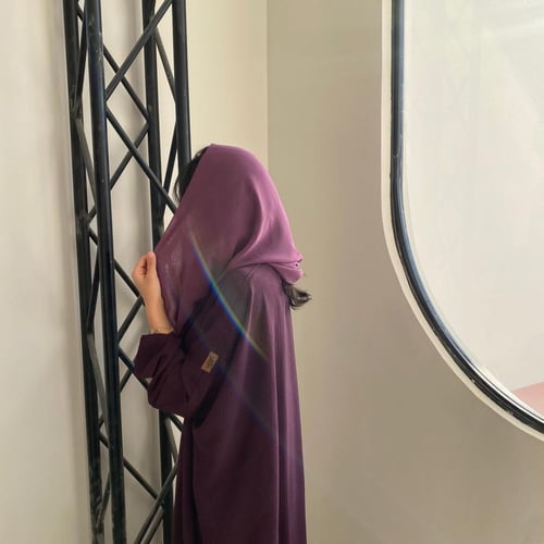 عباية لنن بنفسجي غامق نص بشت