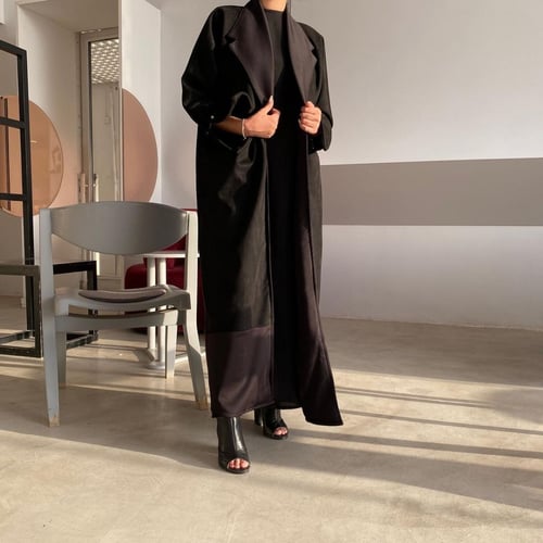 عباية شتوية شامواه أسود - فروة