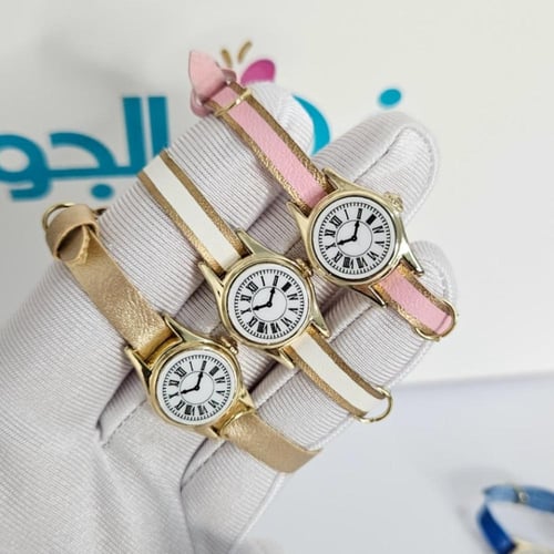 ساعة أطفال جلد صغيرة بتصميم أنيق للأميرات الصغيرات