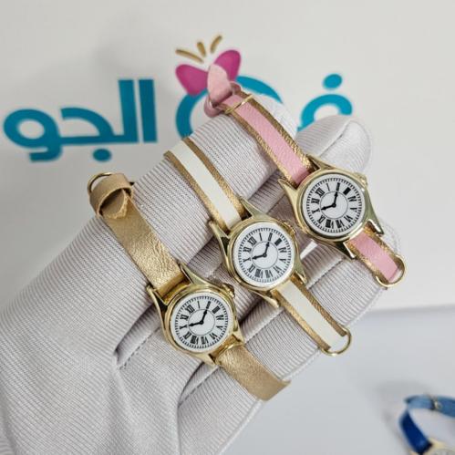 ساعة أطفال جلد صغيرة بتصميم أنيق للأميرات الصغيرات