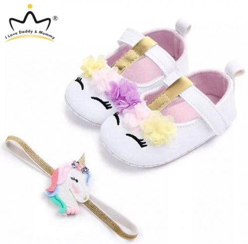 حذاء يونيكورن للأطفال مع ربطة شعر