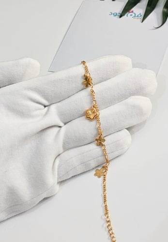 خلخال بنات شكل ورده مطلي بالذهب