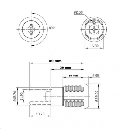 قفل طاوله خابور ابره قصير 18 ملي