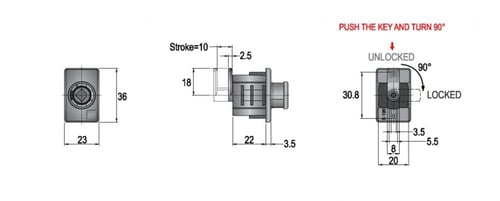 قفل خزانة حديد باب سحاب 22 ملي