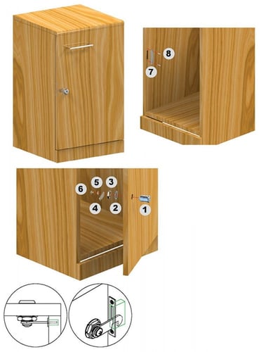 قفل درج لسان صاموله وجه دائري طول 18 ملي