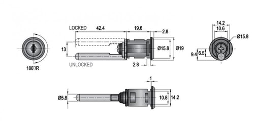 قفل خزنه ملفات حديد 20 ملي 180 درجة