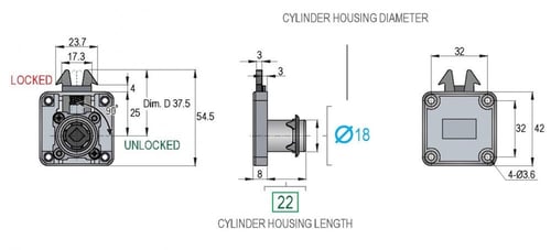 قفل درج سحب لسانين