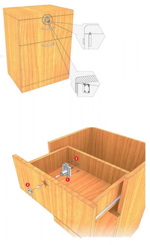 قفل اثاث مربع وسط لون ذهبي