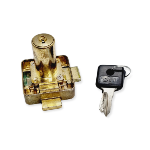 قفل اثاث مربع وسط لسانين لون ذهبي