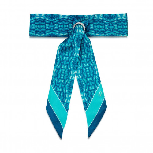 سكارف حريري بلون الفيروز والروديوم ماركة انفينيتي...