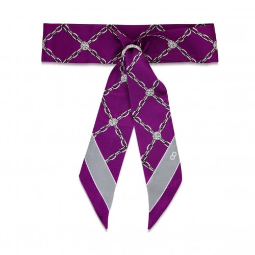 سكارف حريري أرجواني و روديوم ماركة انفينيتي البريط...