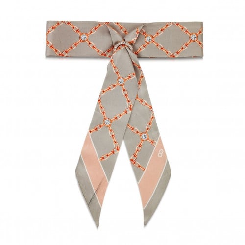 سكارف حريري رمادي فاتح و روز ماركة انفينيتي البريط...